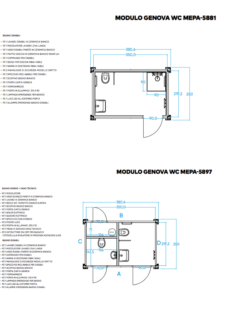 Modulo WC Genova 9 M² Progetto - Modul Point - Progetto